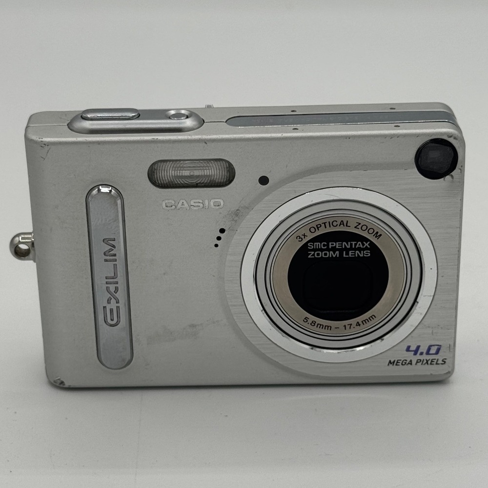Casio Exilim EX-Z4U 4.0MP Digital Camera Silver 3x Optical Zoom Pentax Lens Y2K